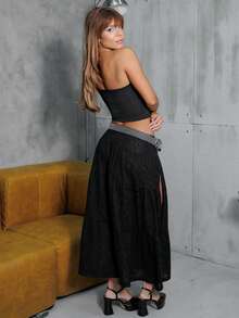 Hariany Almeida Women's All-Season Concert Rave Festival Going Out Rave Lace Black Skirt - Black - View 5