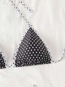 Swim Mod Women's Printed Spaghetti Strap Criss-Cross Back 3 PiecesSwimwear - Black and White - View 4