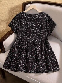 Enliva 大码女式碎花圆领短袖休闲夏季衬衫，适合度假、休闲、波西米亚风秋季教师穿着，花朵/春季图案，适合苹果型和圆润身材 - 彩色 - 查看 5
