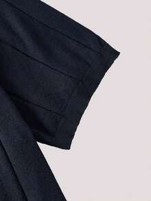 Men's Summer Crew Neck Ribbed Knit Short Sleeve T-Shirt - Navy Blue - View 5