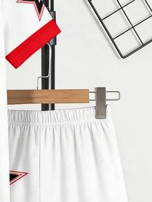Bộ 2 món áo thun và quần short in hình nghệ thuật, kiểu dáng thường ngày, thoải mái cho bé trai, thích hợp mặc hàng ngày vào mùa xuân, hè và thu. - Nhiều màu - Xem 5