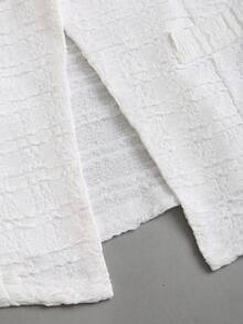 Sweetra Áo blazer nữ thanh lịch kiểu Pháp, không tay, màu trắng, dáng ôm, xẻ tà, chất liệu vải có họa tiết, thích hợp mặc thường ngày. - trắng - Xem 4