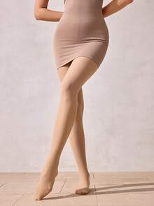 1双40D女士塑形舒适透明连裤袜，柔软舒适 - 杏色 - 查看 5