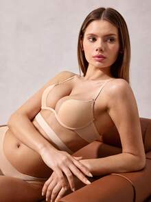 Veilyse Women's Casual Beige Backless Push Up Bra With Slight Stretch Fabricfor Summerfor Summer - Beige - View 8