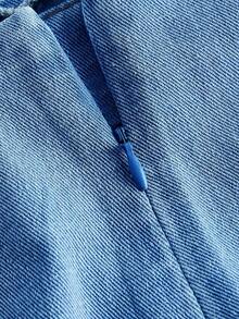 SHEIN MOD Chân váy denim ngắn xếp ly nữ, kiểu dáng thường ngày, đa năng, thích hợp cho hẹn hò và đi chơi. - Rửa trung bình - Xem 3