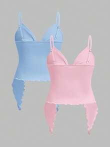 Modmama 2pcs/Set Maternity Solid Color Twist Front Camisole Top - Multicolor - View 2
