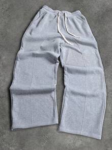 Manfinity Roghcode Plus Size Men's Solid Color Casual Sweatpants Mens Sweat Pants Baggy Gym For Men Jogging S Grey Tracksuit Cotton - Grey - View 3