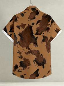 Manfinity LEGND Camisa de manga corta de uso diario versátil y casual con bloqueo de color de un solo pecho para hombres - Multicolor - Ver 4