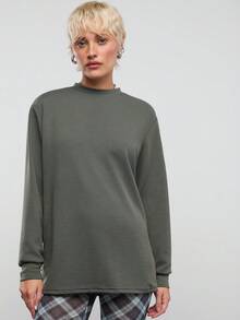 COUREZ Long Sleeve Waffle Textured Jersey T-Shirt /Y2K Long Sleeve Tops Going Out Tops Women Tops Winter Clothes For Women Green Top Cute Tops Summer Tops Summer Outfits - Dark Green - View 2