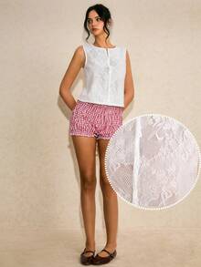 Poéselle 女士休闲扭结无袖上衣，时尚日常穿搭，夏季 - 白色 - 查看 4