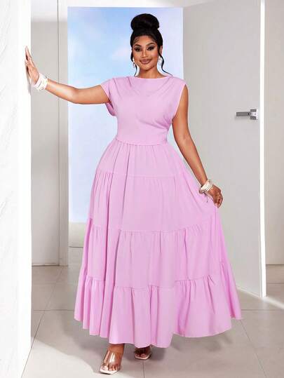 Maweii Plus Size Elegant Off-Shoulder Pleated Top And Maxi Skirt 2-Piece Set