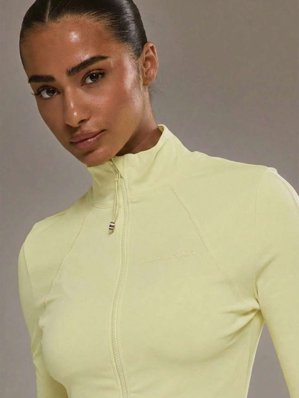 Active Zip Through Stripe Detail Cropped BBL Jacket Only Padel Autumn Fall Wear Gym Workout Yoga Pilates Fitness Daily Casual