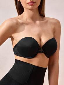 Strapless Bra Front Closure Push Up Bras For Women Heart Pattern Cup Backless Invisible Strapless Underwear Sexy Lingerie With Adjustable Straps Tube Top Great For Backless Dress Non-Slip Anti-Exposure Underwire Bra - Black - View 7