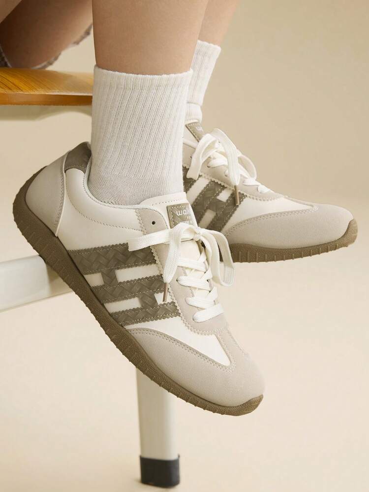 CUCCOO EASI Women's Casual Versatile Print Accent Sneakers, Fashion Eye-Catching Comfortable Rubber Soft Sole Athletic Shoes, Breathable Lightweight Patchwork Sports Shoes For Women