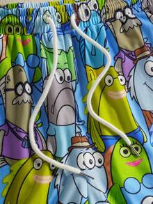 SpongeBob SquarePants | SHEIN 男士卡通印花短袖睡衣套装 - 綠色 - 查看 5