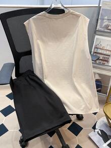 Manfinity Joysei Bộ đồ nam gồm áo cổ tròn in hình hiệp sĩ và quần short, thích hợp mặc hàng ngày. - Nhiều màu - Xem 3