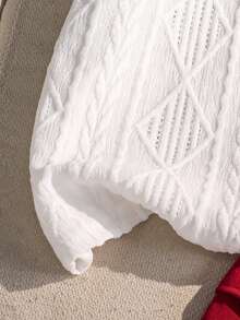 SHEIN 两件套男童夏季条纹纹理 Polo 衫和工装裤套装 - 紅色 - 查看 4