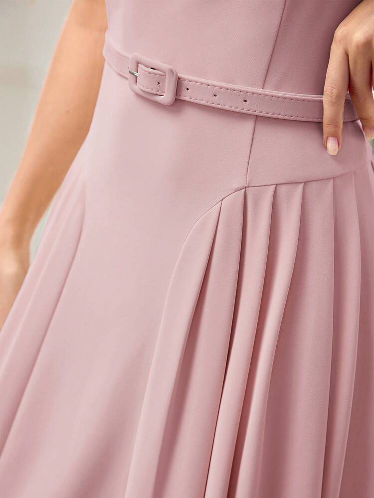 WOMEN'S SLEEVELESS ELEGANT MIDI DRESS, SUITABLE FOR DATES, SPRING/SUMMER
