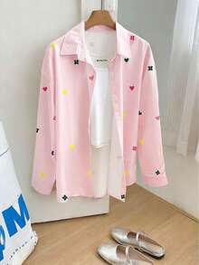 Resyla 女士休闲宽松长袖衬衫 - 彩色 - 查看 3