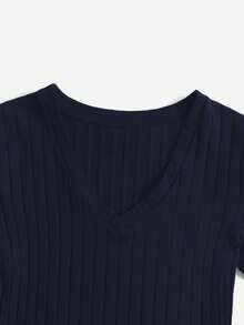 SHEIN EZwear 海军蓝加大码短袖连体衣 - 藏蓝色 - 查看 3