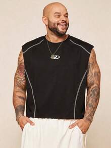 EASEVO 男士休闲宽松舒适时尚背心 - 黑色 - 查看 1