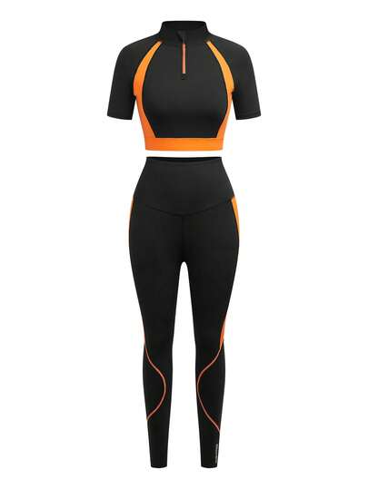 Innovista Women's Contrast Color Raglan Short Sleeve Top And Leggings, Other Dance Wear