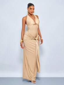SOLERSUN Đầm dạ hội trang trọng, gợi cảm và thanh lịch, hoàn hảo cho các buổi hẹn hò, đám cưới và nhiệm vụ phù dâu. Đầm dài màu mơ, với thiết kế tinh tế và tối giản, lý tưởng cho kỳ nghỉ biển và các dịp xuân/hè. - Màu Khaki - Xem 4