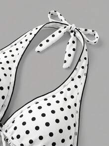 Sweetra CURVE Bộ bikini hai mảnh cỡ lớn dành cho nữ, màu đen chấm bi, kiểu buộc dây cổ, gợi cảm, thích hợp cho kỳ nghỉ biển. - Nhiều màu - Xem 4