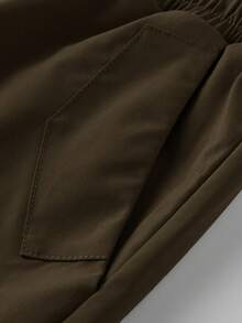 Manfinity Hypemode Men's Casual Solid Color Cargo Shorts, Summer - Coffee Brown - View 7