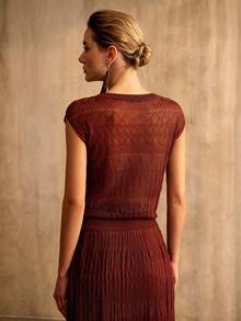 MOTF PREMIUM DAMTRÖJA MED INHÅLIG RUND HALS, VÅR/SOMMAR - Rostad brun - Visa 3