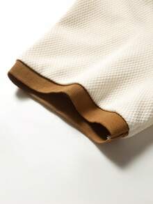 Manfinity Bizformal 男士翻领Polo衫，男士撞色领Polo衫，男士商务Polo衫，男士拉链Polo衫，适合日常外出、朋友聚会、通勤，是送给男友或丈夫的绝佳礼物 - 杏色 - 查看 6