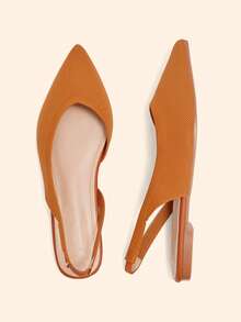 CUCCOO BASICS Zapatos planos de punta fina de tela negra para mujer, de moda para Navidad - Marrón rojo - View 4