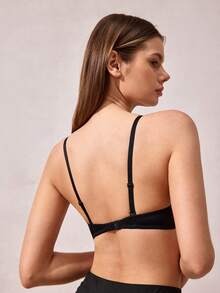 Women's Push Up Bra U Deep Plunge Padded Low Cut Underwire Bra, Lingerie - Black - View 2