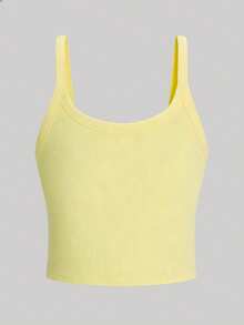 Franclia Women's Solid Color Casual Versatile Daily Wear Top - Yellow - View 2