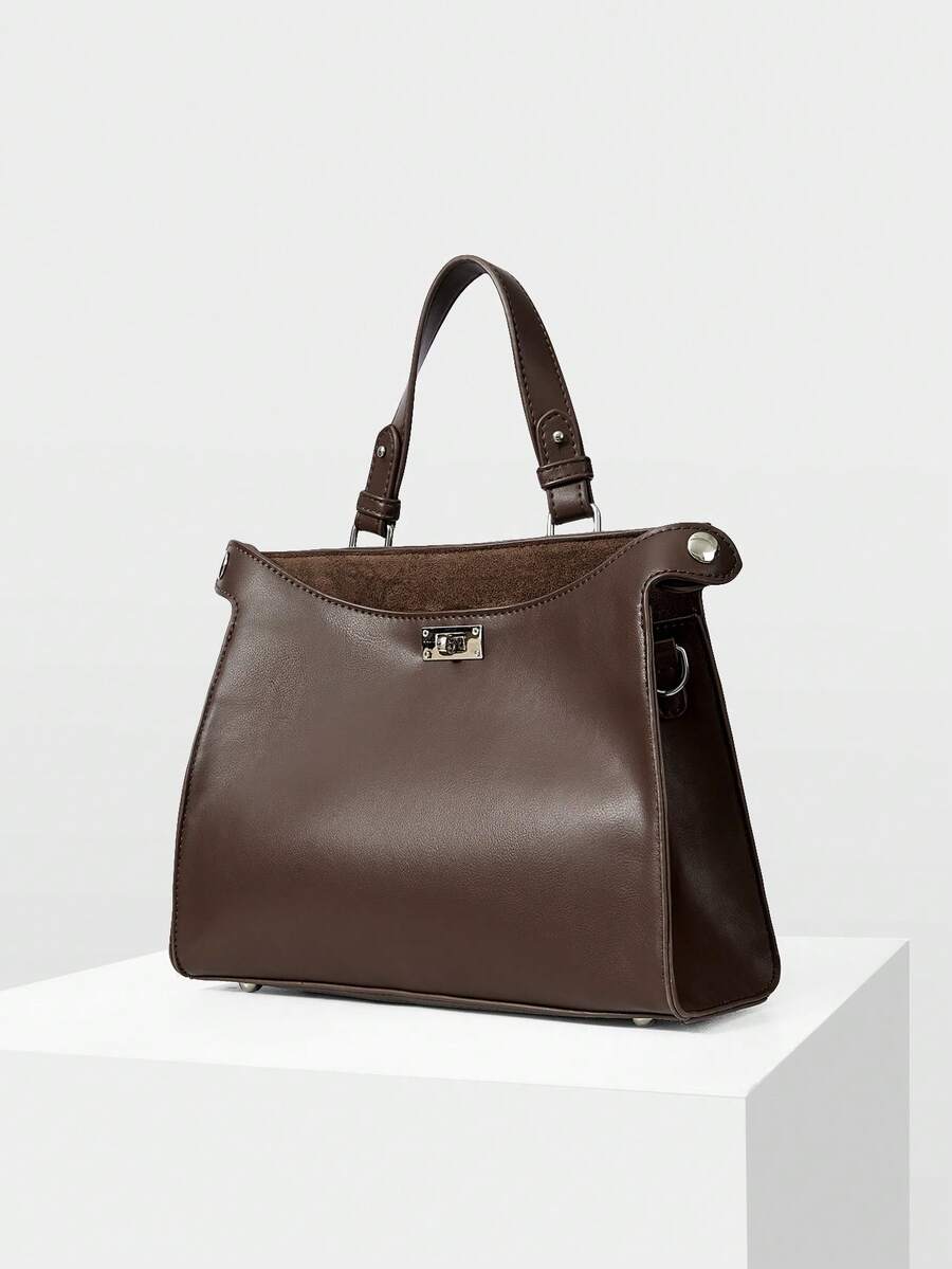 MOTF PREMIUM LADIES HANDBAG, EXQUISITE MINIMALIST COMMUTER SHOULDER BAG - Brown - View 2