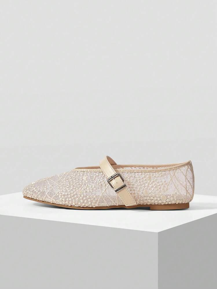 WOMEN'S COMFORTABLE VERSATILE SQUARE TOE MARY JANE FLATS, SUITABLE FOR COMMUTING & CASUAL WEAR