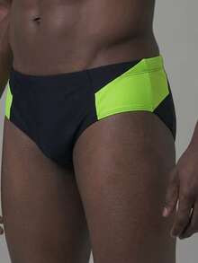 Manfinity KASUA Quần bơi tam giác thường ngày màu tương phản dành cho nam đi biển - màu đen - Xem 5