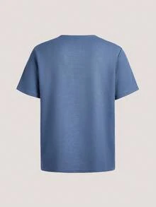 Camiseta De Manga Corta Para Hombre Con Tela Texturizada - Azul Marino - Ver 2