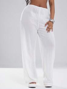 Coolane Women's Summer Vacation Outfits Beach Outfits Chic Party Hippie Knit Sequin Straight Beige Pants - Multicolor - View 4