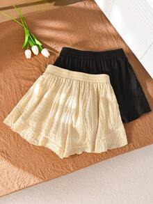 CosyJoli Pantalones cortos de verano casuales con cintura elástica y cordón para mujer de talla grande - Multicolor - Ver 5