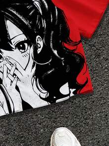 Manfinity ZONE917 Áo sơ mi nam tay ngắn in hình hoạt hình, kiểu dáng thường ngày, thích hợp cho mùa hè. - Đỏ - Xem 5