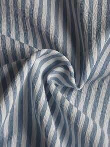 STYNVO 男士夏季休闲条纹抽绳腰短裤 - 藍白色 - 查看 4