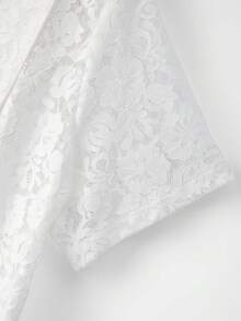 GlowEve CURVE Áo blazer ngắn tay ren trắng thanh lịch và tinh tế dành cho nữ, cỡ lớn. Áo kiểu sang trọng, lịch sự dành cho nữ, trang phục công sở. Áo blazer ngắn tay ren dành cho nữ, áo blazer trắng công sở. - trắng - Xem 6