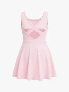 Jumpsuit für Kleine Mädchen mit rosa rückenfreiem Cut-Out-Design - Pink - Übersicht 2
