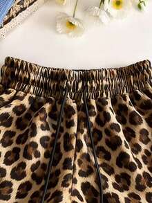 Resyla Pantalones cortos sueltos con cintura con cordón y dobladillo con volantes para mujer - Multicolor - Ver 4