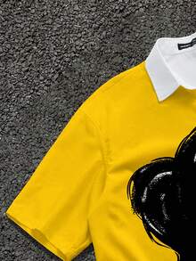 Manfinity ZONE917 Men's All-Over Print Polo Collar Short Sleeve Shirt - Yellow - View 4