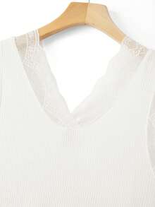 大码女式蕾丝边休闲百搭日常上衣 - 粉色 - 查看 3