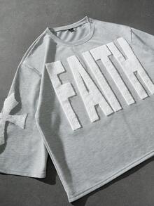 PAVTROS Manfinity Streetrush 男士街头风流行INS风搭配男士微笑火焰刺绣灰色短袖T恤，图案T恤，街头服饰，保暖冬季服装，圣诞节服装，男友礼物 - 淺灰色 - 查看 8