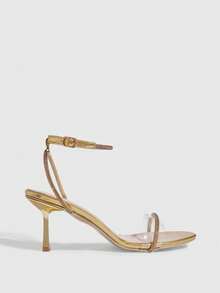 CUCCOO SZL 女士鞋履经典时尚金色闪亮水钻女士高跟凉鞋搭扣凉鞋宴会派对舞蹈性感高跟凉鞋 - 金色 - 查看 2