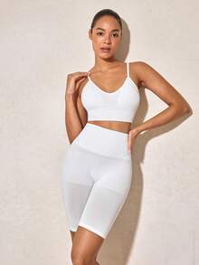 女士塑身短裤，收腹提臀，半透明 - 白色 - 查看 4